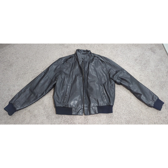 90s U2 Wear Me Out Mens Medium Genuine Leather Bomber Jacket Aviation Vintage 42 - Picture 1 of 2